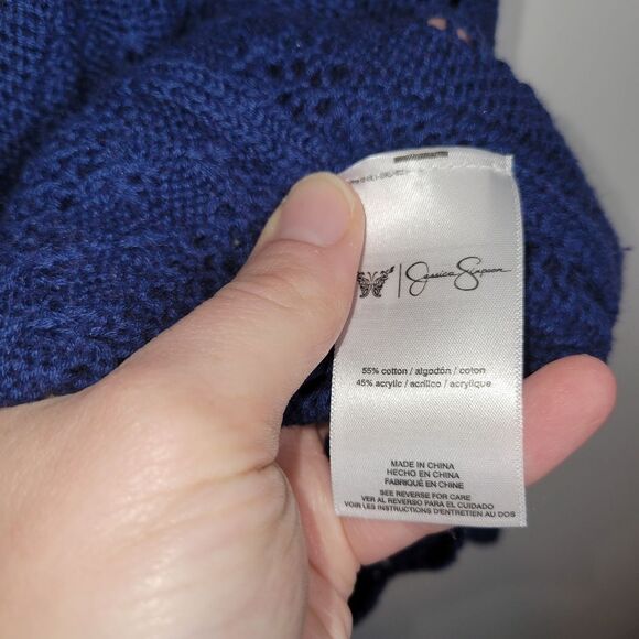 New Jessica Simpson Blue Boho Long Cardigan L XL - Picture 8 of 16
